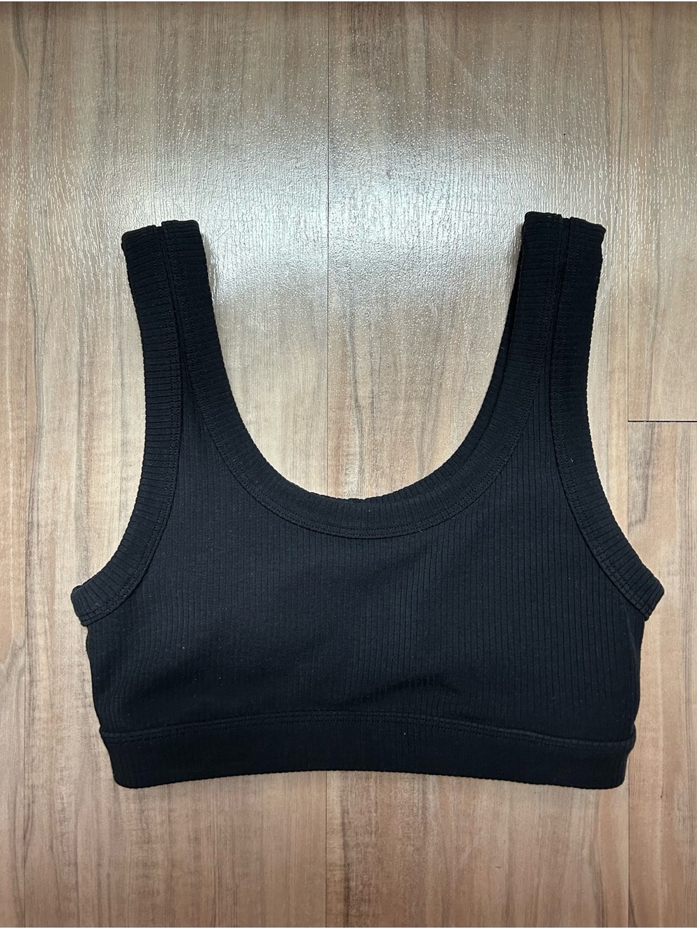 ALO Yoga Black Ribbed Scoop Sports Bralette